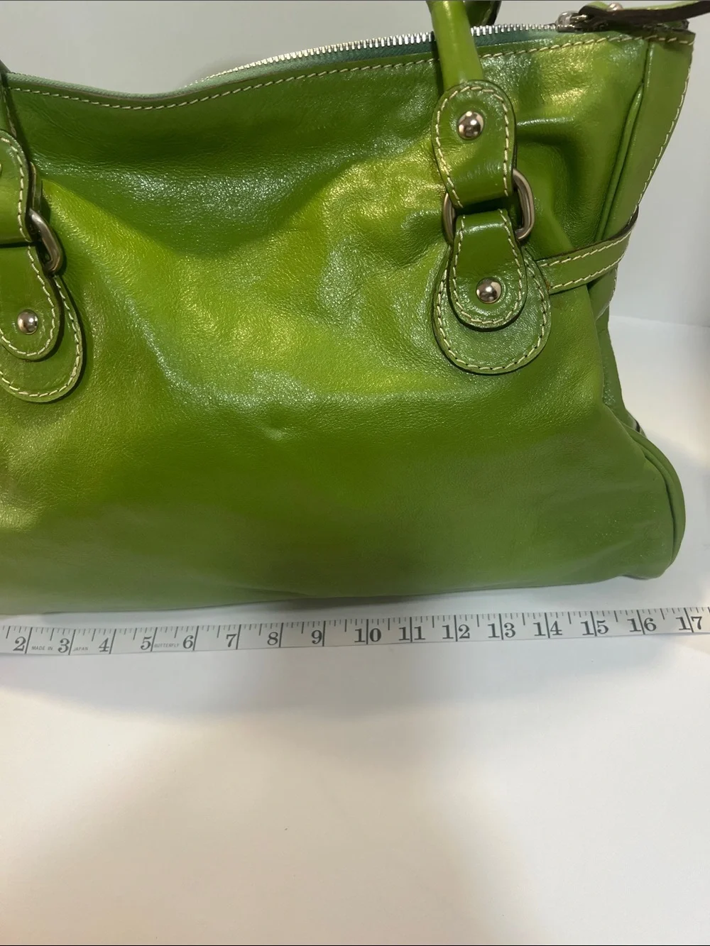 Vibrant Green Leather Top-Handle Satchel